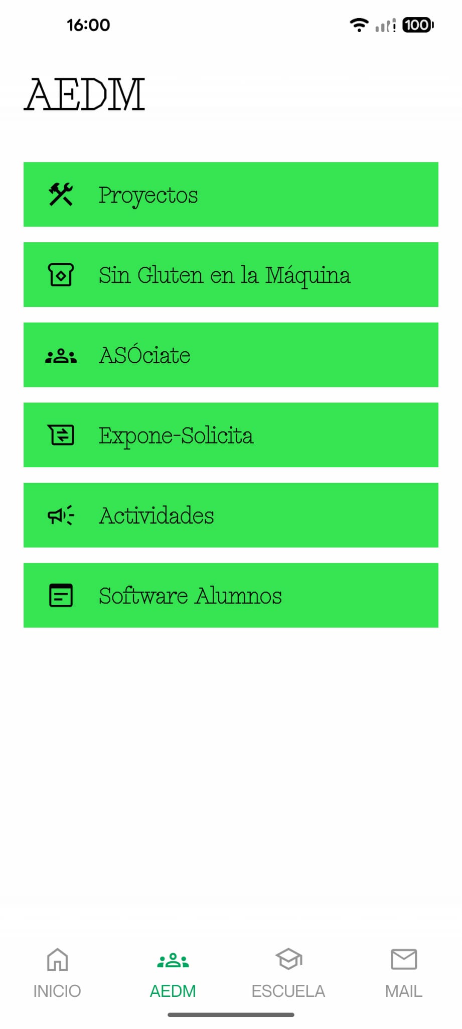 Pantalla de AEDM de la ASO.app